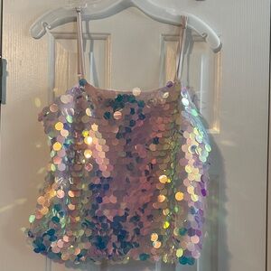 Entro Iridescent Afterglow Sequin Tank Top NWT Small Mermaidcore Girly Festival